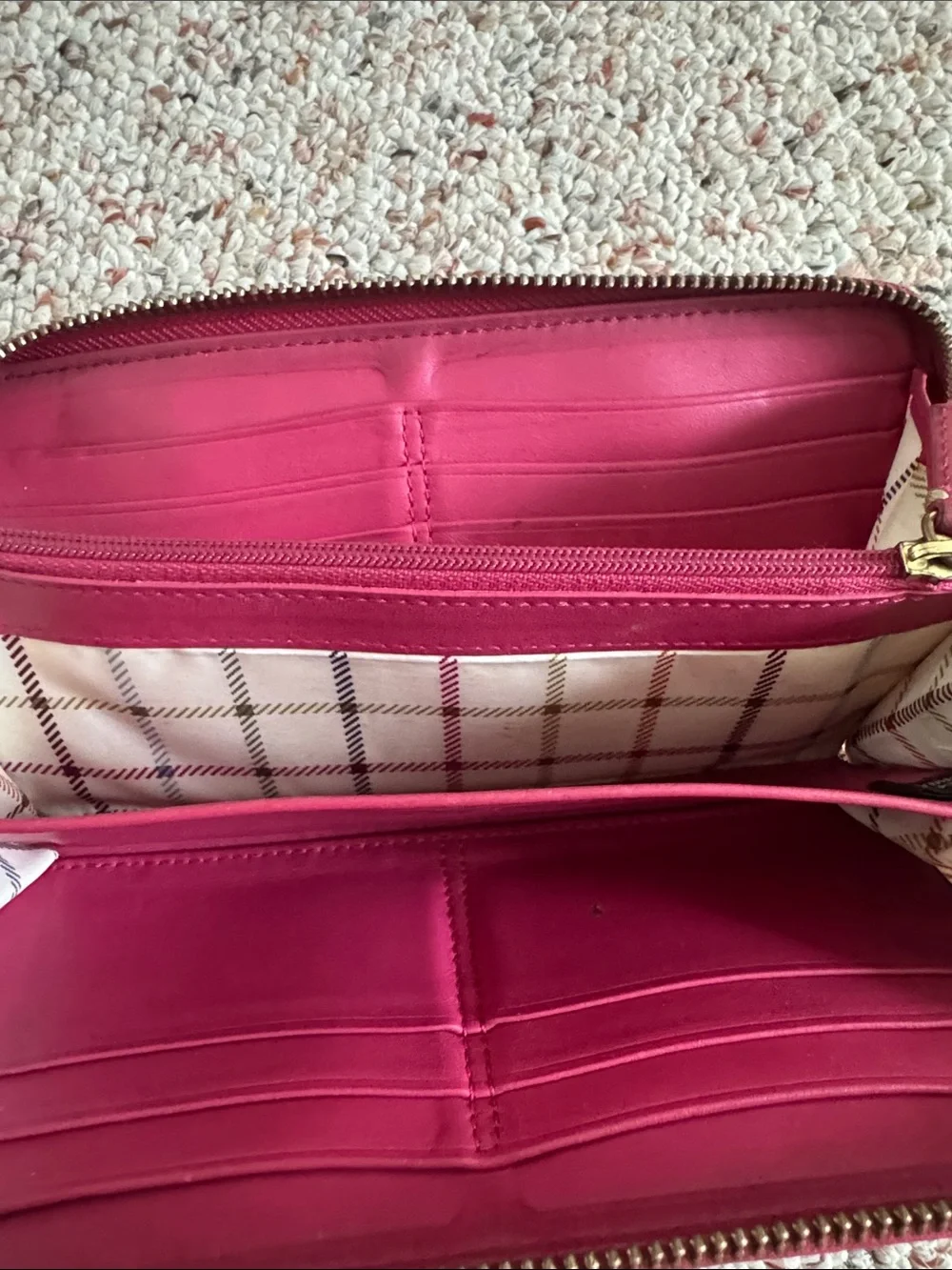 Coach gold closure zip